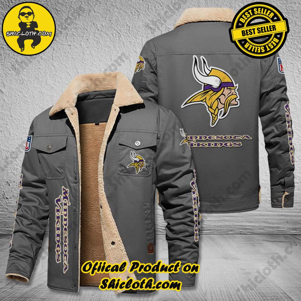 Minnesota Vikings NFL Fleece Leather Jacket New Style 3 Minnesota Vikings NFL Fleece Leather Jacket New Style - Image 3