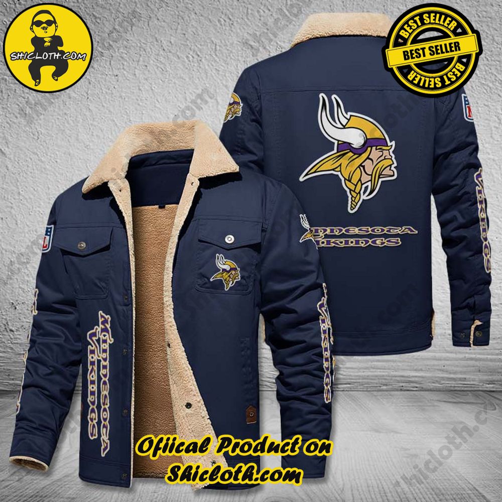 Minnesota Vikings NFL Fleece Leather Jacket New Style 4 Minnesota Vikings NFL Fleece Leather Jacket New Style - Image 4