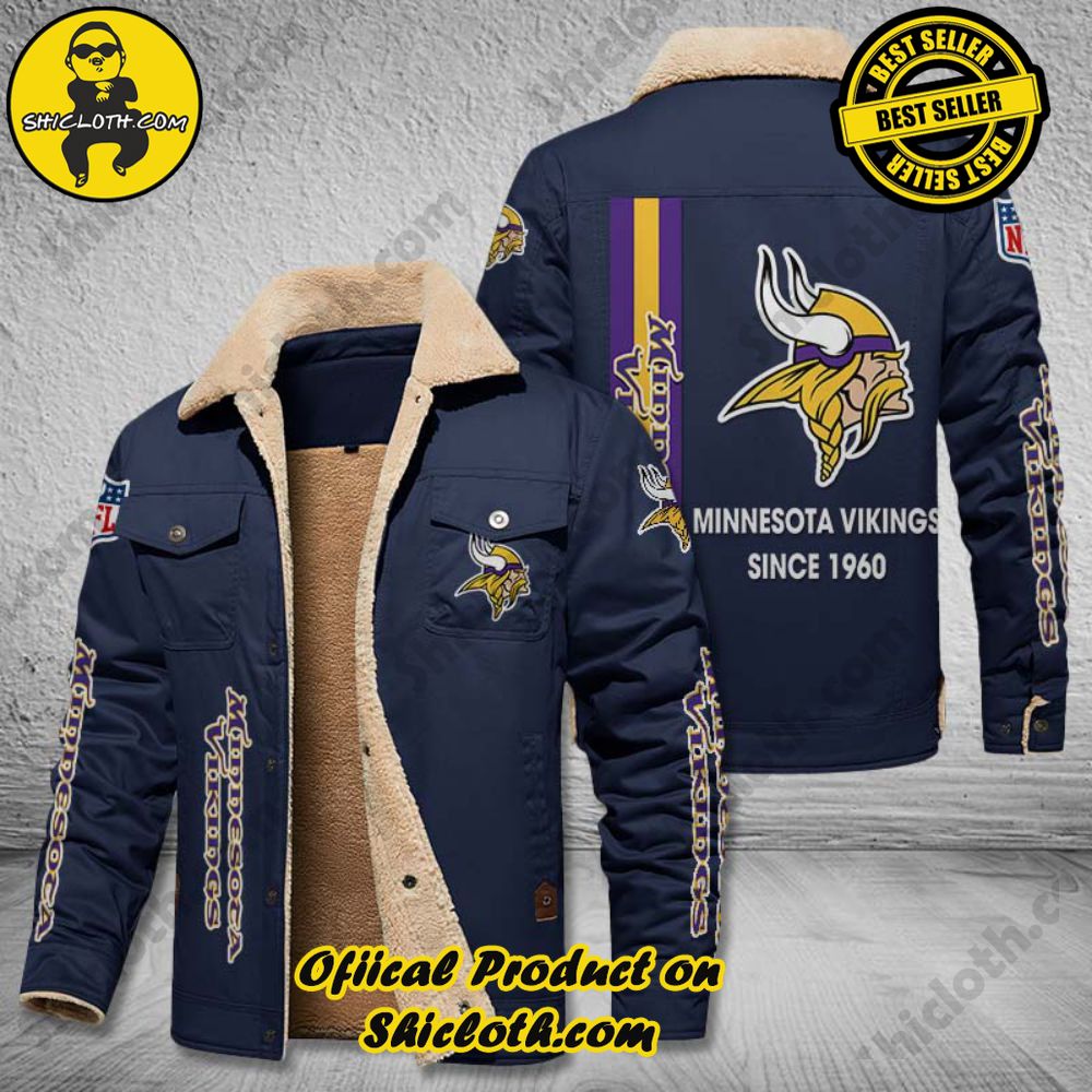 Minnesota Vikings NFL Fleece Leather Jacket 4 Minnesota Vikings NFL Fleece Leather Jacket - Image 4