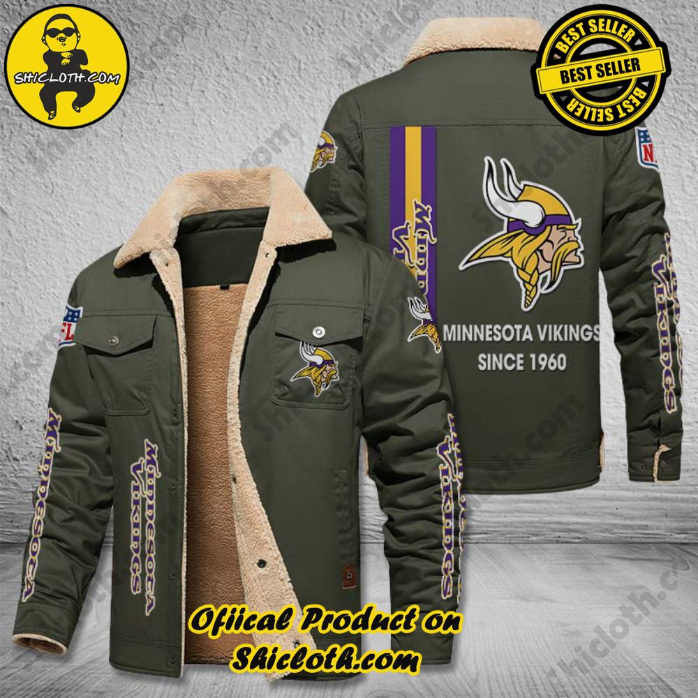 Minnesota Vikings NFL Fleece Leather Jacket 5 Minnesota Vikings NFL Fleece Leather Jacket - Image 5