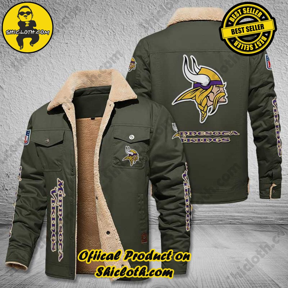 Minnesota Vikings NFL Fleece Leather Jacket New Style 5 Minnesota Vikings NFL Fleece Leather Jacket New Style - Image 5