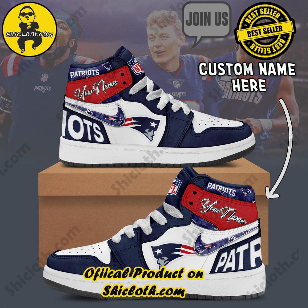 Step into Style: Unveiling the Timeless Elegance of Shiclothshop's Nike Air Jordan 1 Sneakers 35 New England Patriots Fashion Casual Custom Name Nike Air Jordan 1 Sneakers