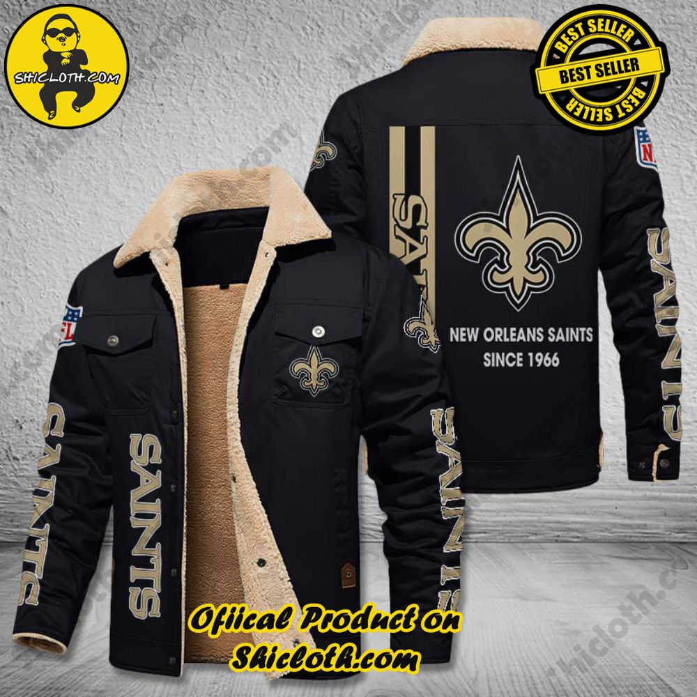 New Orleans Saints NFL Fleece Leather Jacket 2 New Orleans Saints NFL Fleece Leather Jacket - Image 2