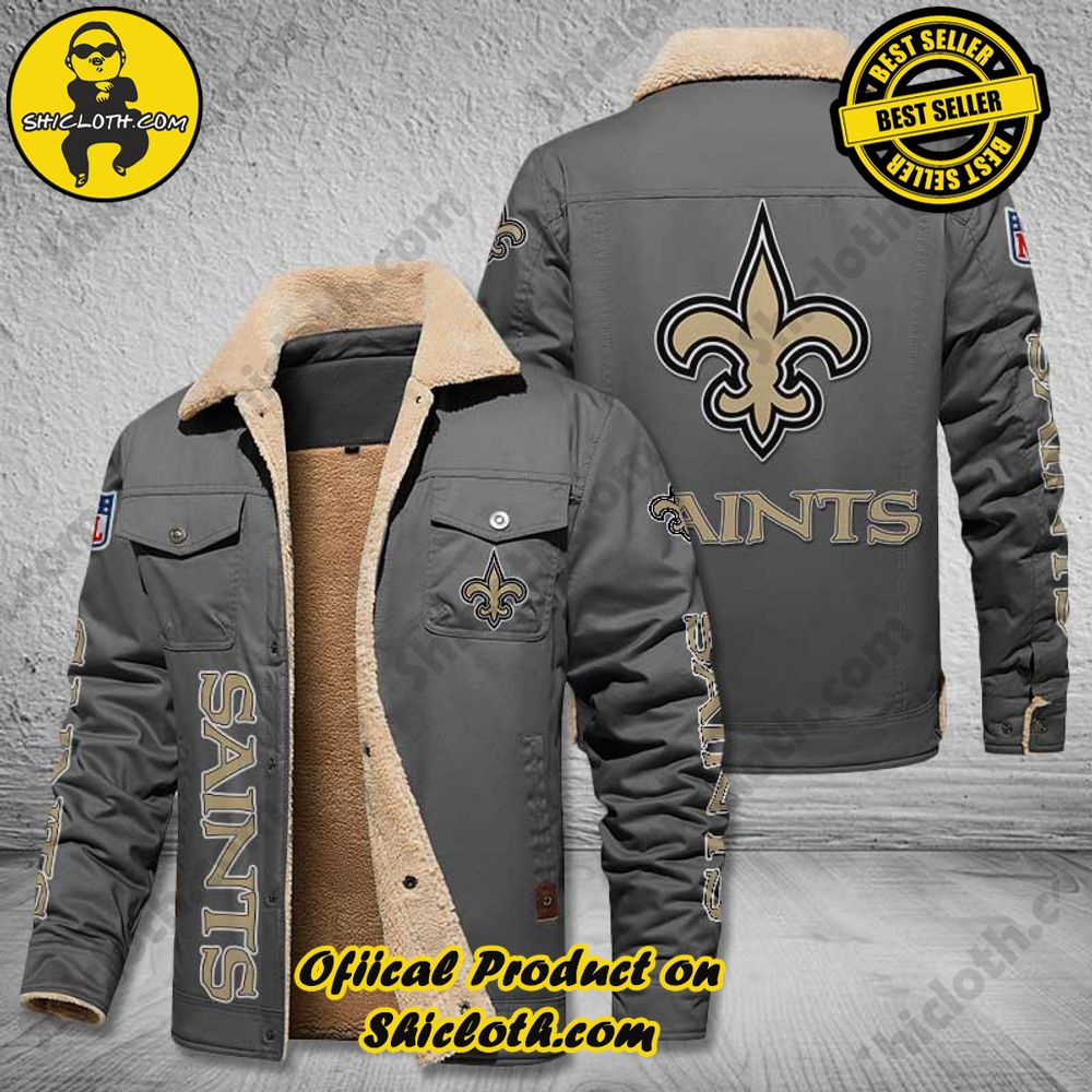 New Orleans Saints NFL Fleece Leather Jacket New Style 3 New Orleans Saints NFL Fleece Leather Jacket New Style - Image 3