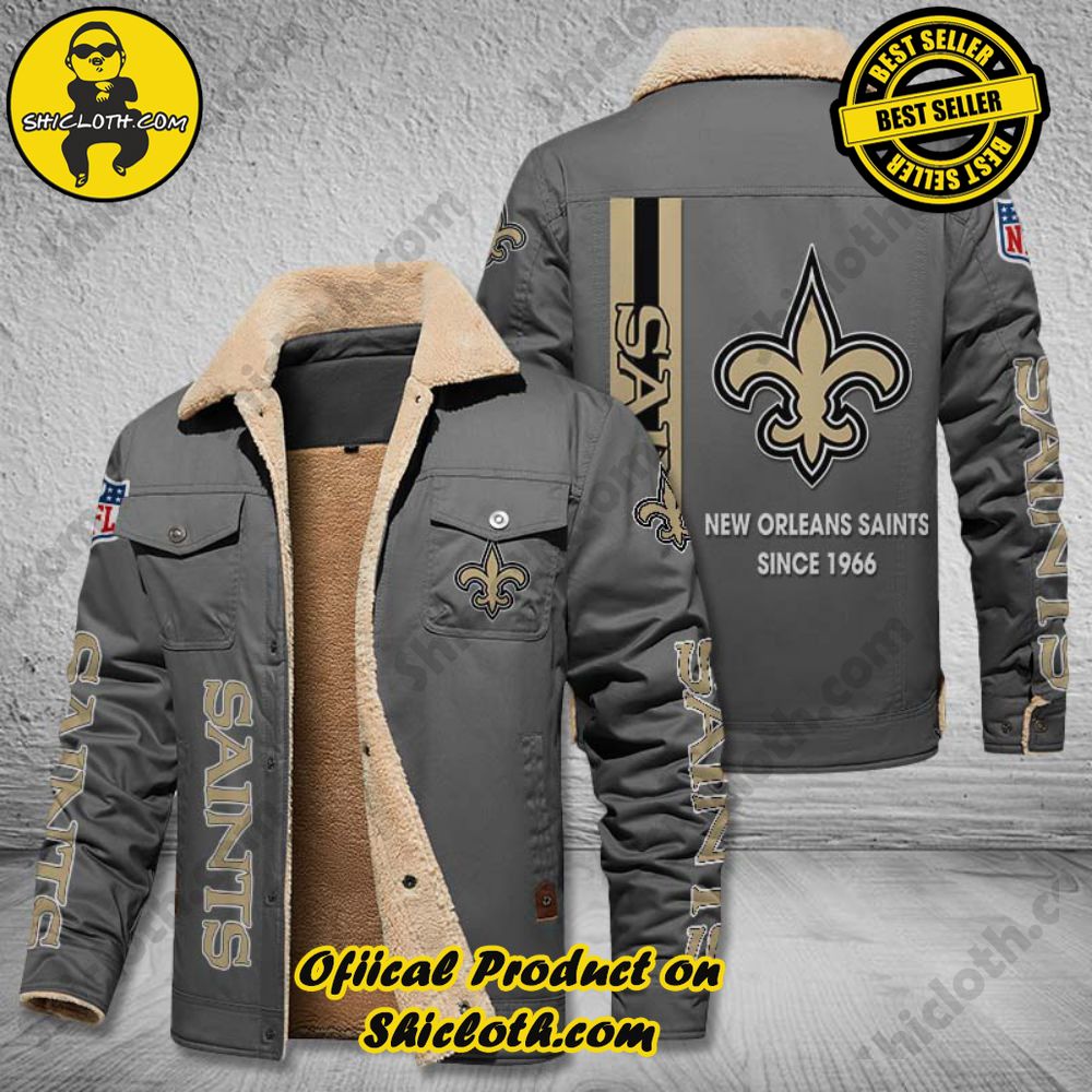 New Orleans Saints NFL Fleece Leather Jacket 3 New Orleans Saints NFL Fleece Leather Jacket - Image 3