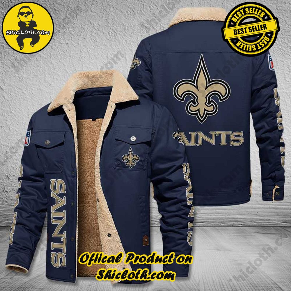 New Orleans Saints NFL Fleece Leather Jacket New Style 4 New Orleans Saints NFL Fleece Leather Jacket New Style - Image 4