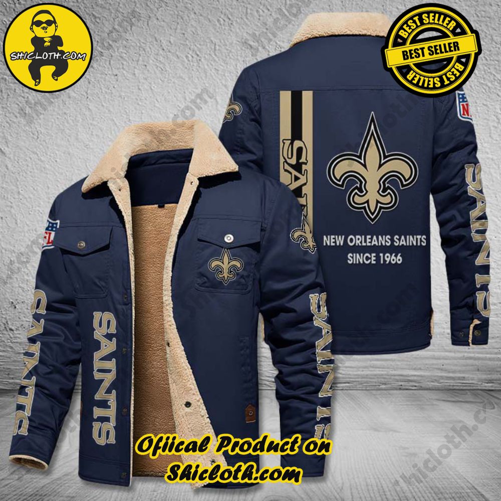 New Orleans Saints NFL Fleece Leather Jacket 4 New Orleans Saints NFL Fleece Leather Jacket - Image 4