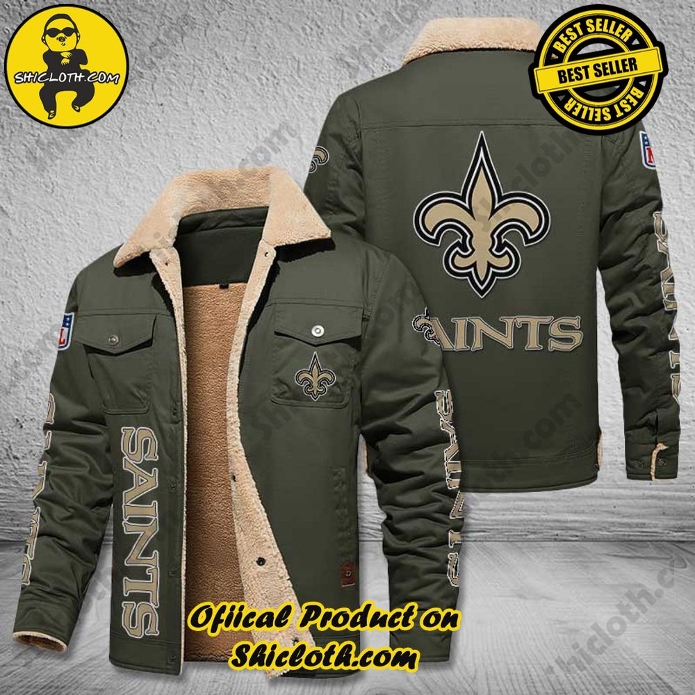 New Orleans Saints NFL Fleece Leather Jacket 5 New Orleans Saints NFL Fleece Leather Jacket - Image 5