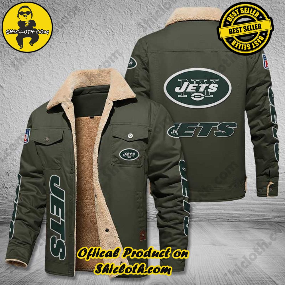 The Perfect Cozy Fleece Leather Jacket Gift 41 New York Jets NFL Fleece Leather Jacket
