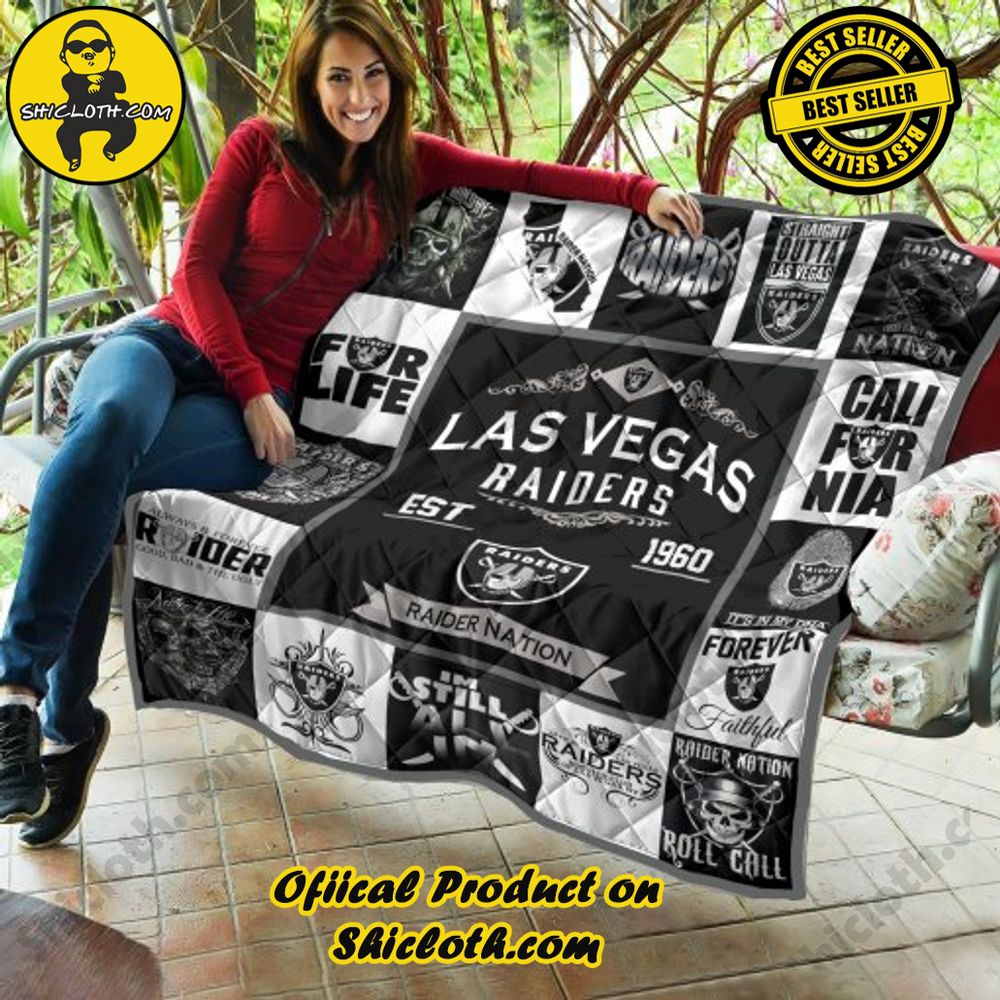 NFL Las Vegas Raiders Quilt Blanket 3 NFL Las Vegas Raiders Quilt Blanket - Image 3
