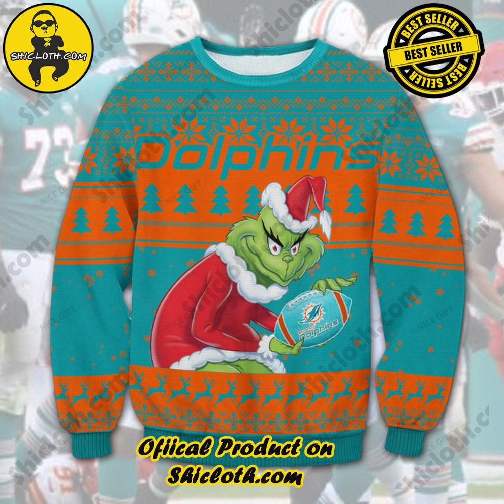Wrap Up in Style: Shicloth's Enchanting Christmas Sweater Collection 90 NFL Miami Dolphins Christmas Ugly Sweater