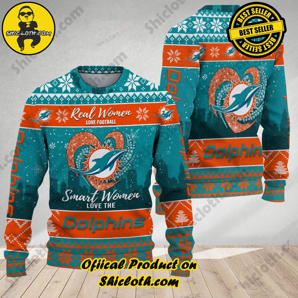 Best Seller Wrap Up in Style: Shicloth's Enchanting Christmas Sweater Collection 81 NFL Miami Dolphins Real Women Love Football Smart Women Love The Dolphins Christmas Ugly Sweater