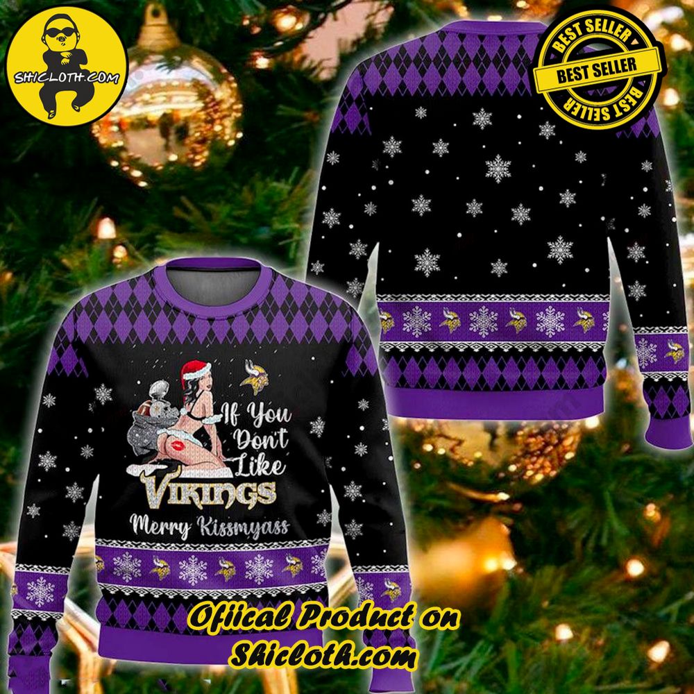 Best Seller Wrap Up in Style: Shicloth's Enchanting Christmas Sweater Collection 82 NFL Minnesota Vikings If You Dont Like Vikings Merry Kissmyass Christmas Ugly Sweater