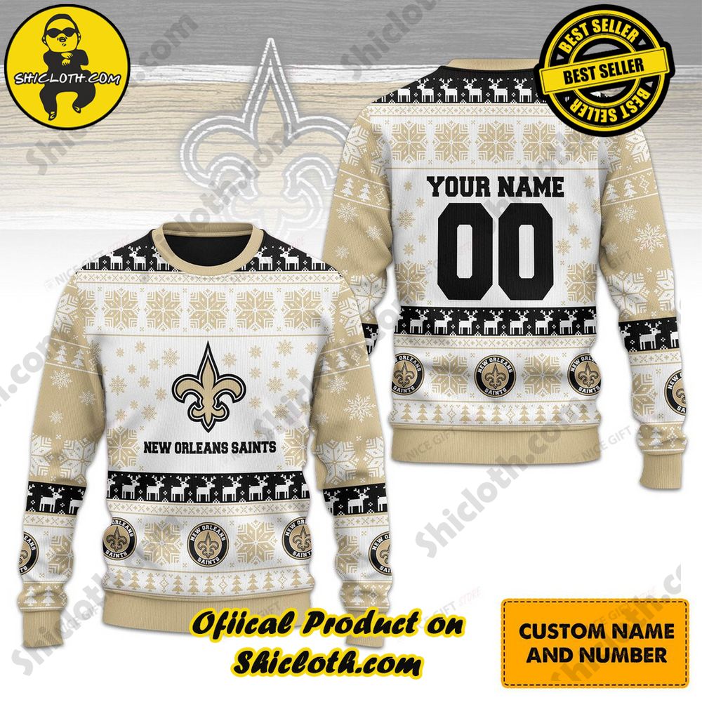 Best Seller Wrap Up in Style: Shicloth's Enchanting Christmas Sweater Collection 84 NFL New Orleans Saints (Your Name & Number) Christmas Ugly Sweater