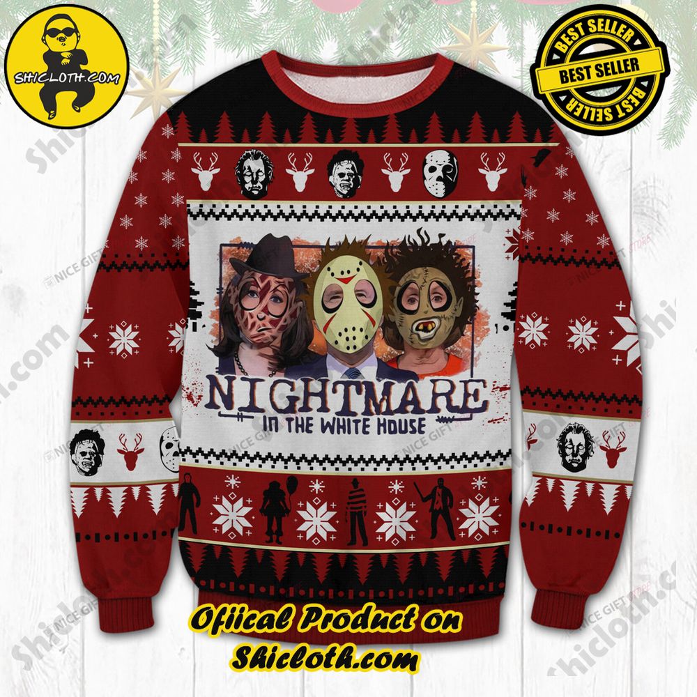 Hot Trending Wrap Up in Style: Shicloth's Enchanting Christmas Sweater Collection 47 Nightmare In The White House Christmas Ugly Sweater