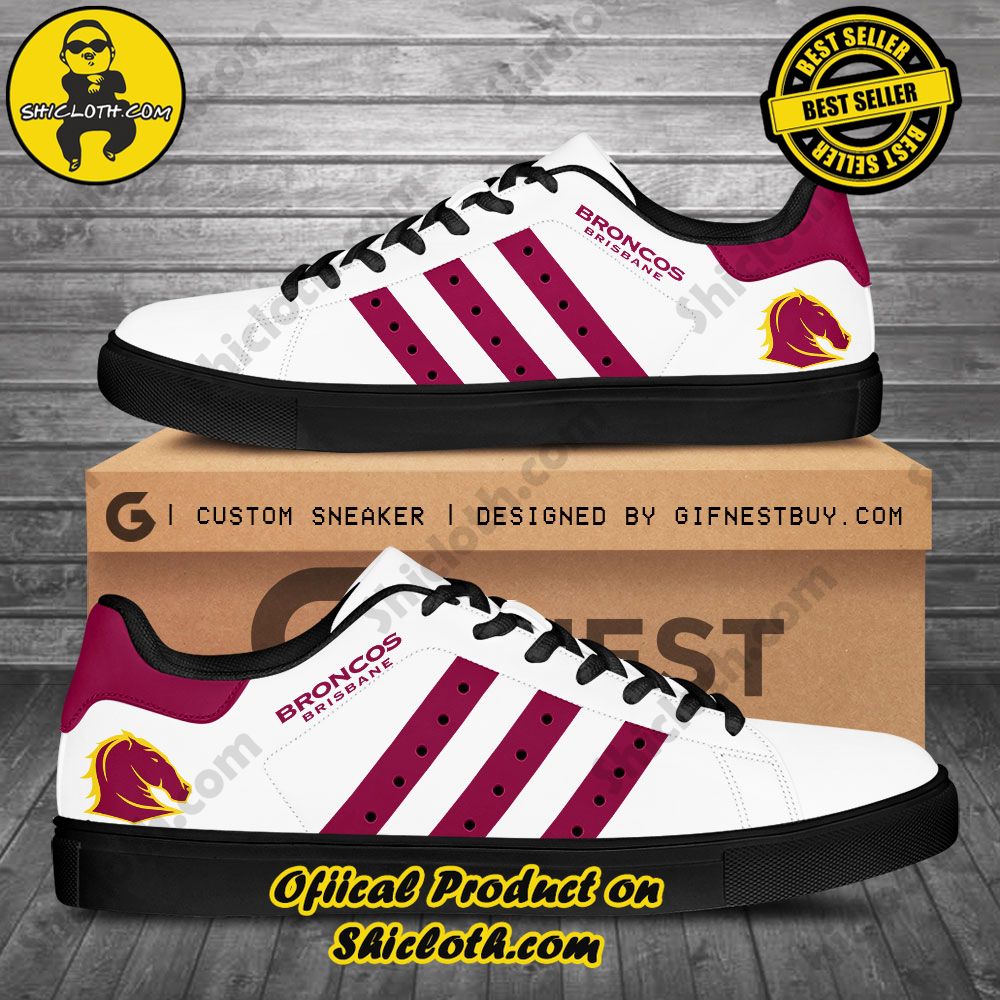 Step into Style: Shiclothshop's Stan Smith Shoes – The Perfect Gift for the Sport Enthusiast 35 NRL Brisbane Broncos Adidas Stan Smith Shoes Ver 2