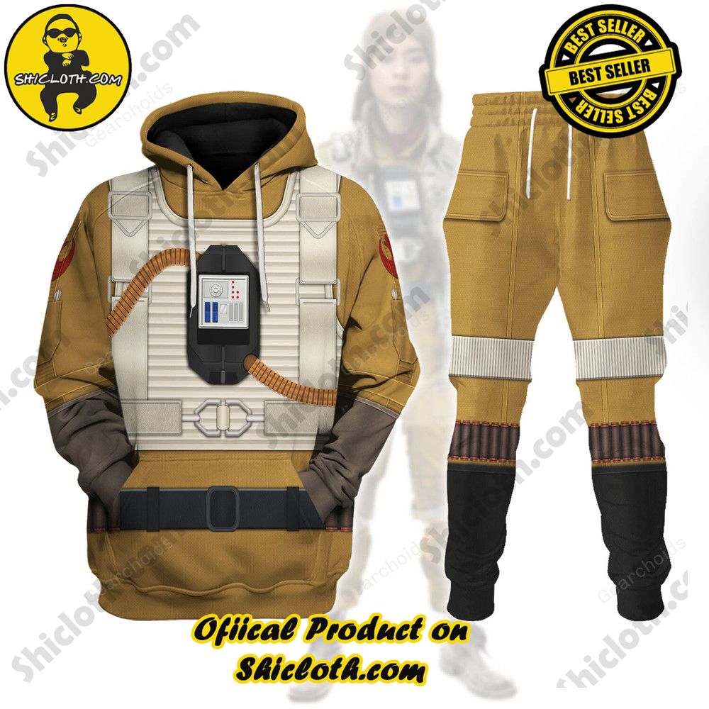 Galactic Glam: Unveiling the Stellar Collection of Star Wars Outfit Costumes by Shiclothshop 38 Paige Tico's Pilot Costume Hoodie Sweatshirt T-Shirt Sweatpants