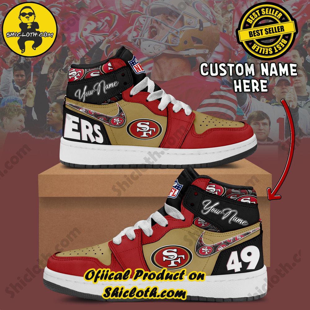 Step into Style: Unveiling the Timeless Elegance of Shiclothshop's Nike Air Jordan 1 Sneakers 42 San Francisco 49ers Fashion Casual Custom Name Nike Air Jordan 1 Sneakers
