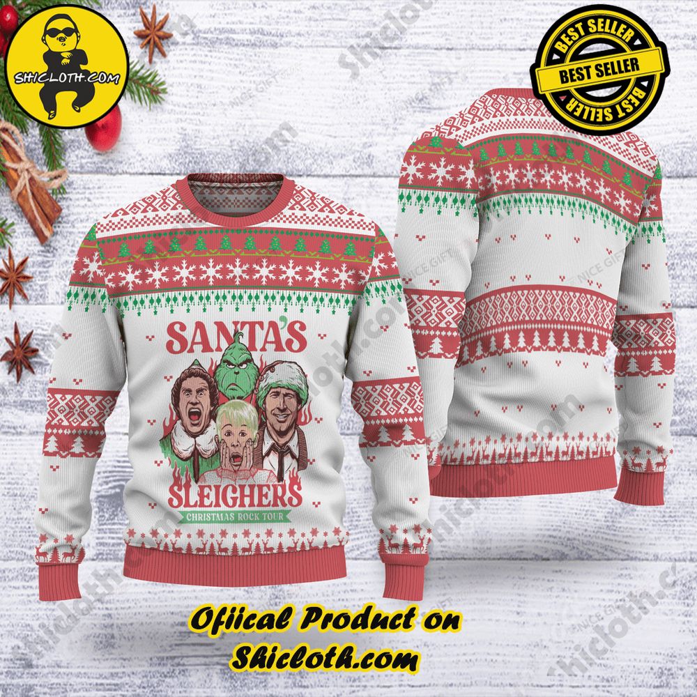 Best Seller Wrap Up in Style: Shicloth's Enchanting Christmas Sweater Collection 93 Santa is Sleighers Christmas Rock Tour Christmas Ugly Sweater