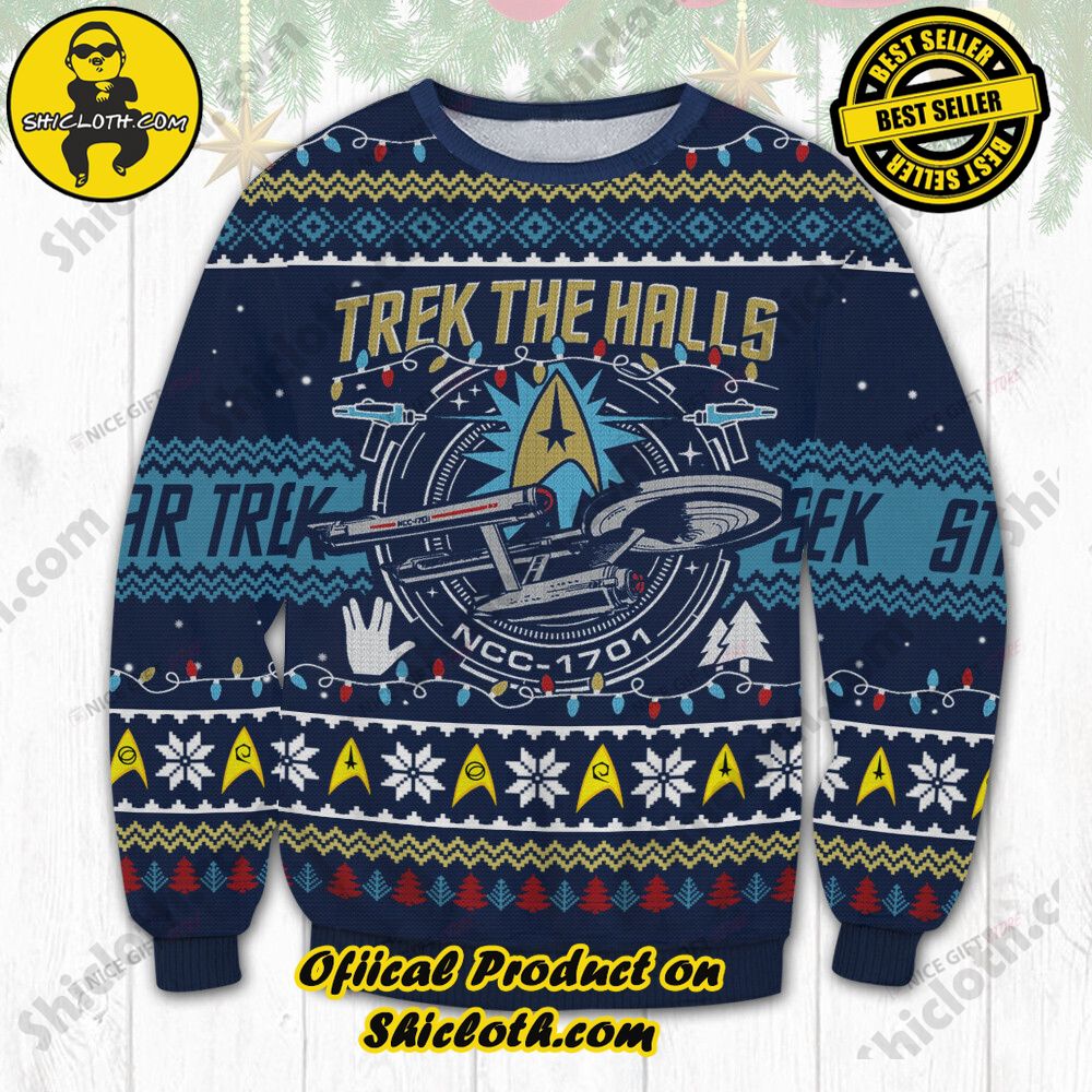 Hot Trending Wrap Up in Style: Shicloth's Enchanting Christmas Sweater Collection 76 Star Trek Trek The Halls Christmas Ugly Sweater