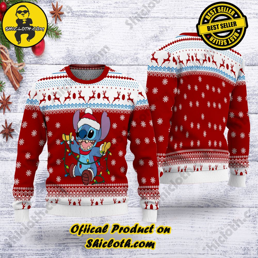 Best Seller Wrap Up in Style: Shicloth's Enchanting Christmas Sweater Collection 44 Stitch Christmas Ugly Sweater Version 1