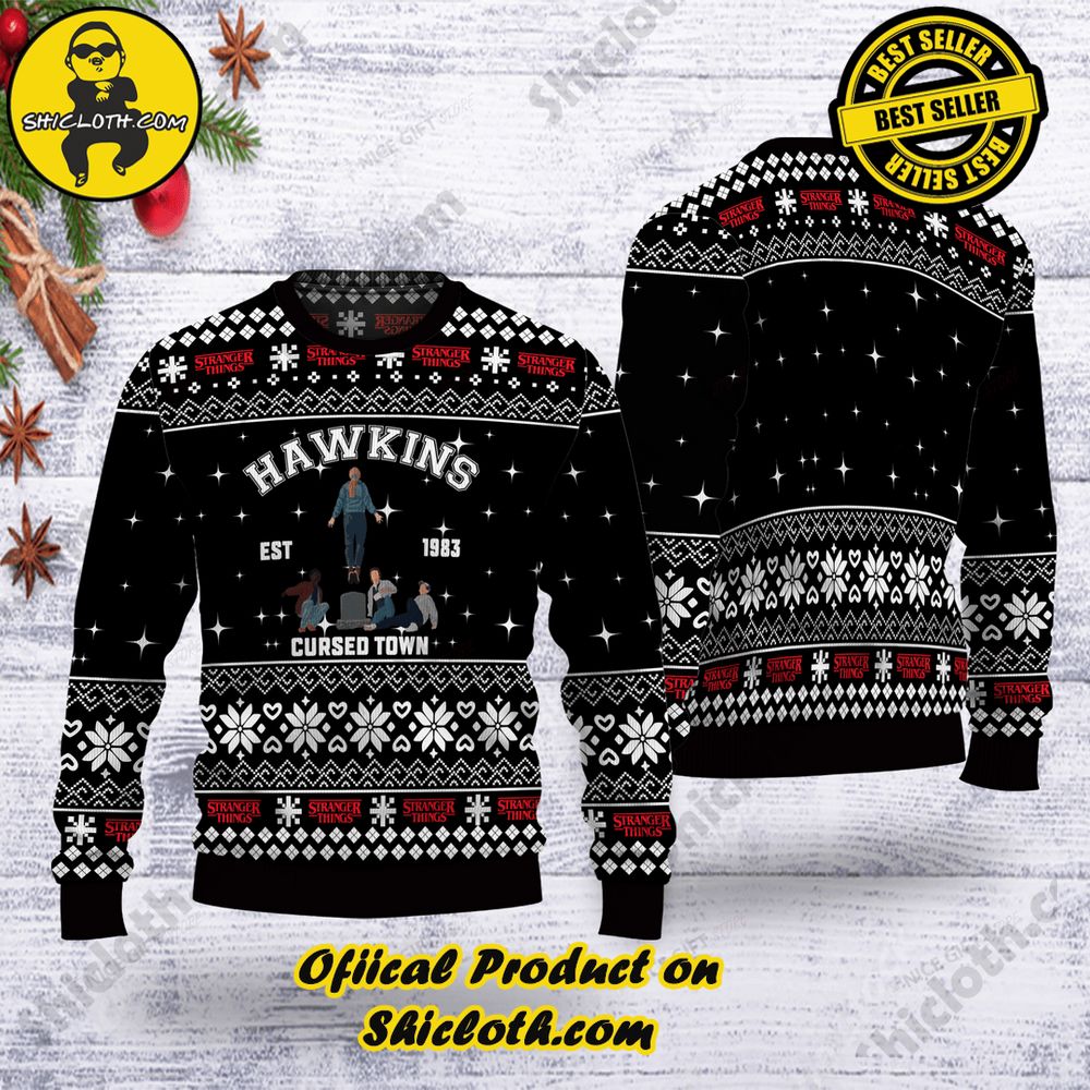 Hot Trending Wrap Up in Style: Shicloth's Enchanting Christmas Sweater Collection 78 Stranger Things Hawkins Cursed Town Christmas Ugly Sweater