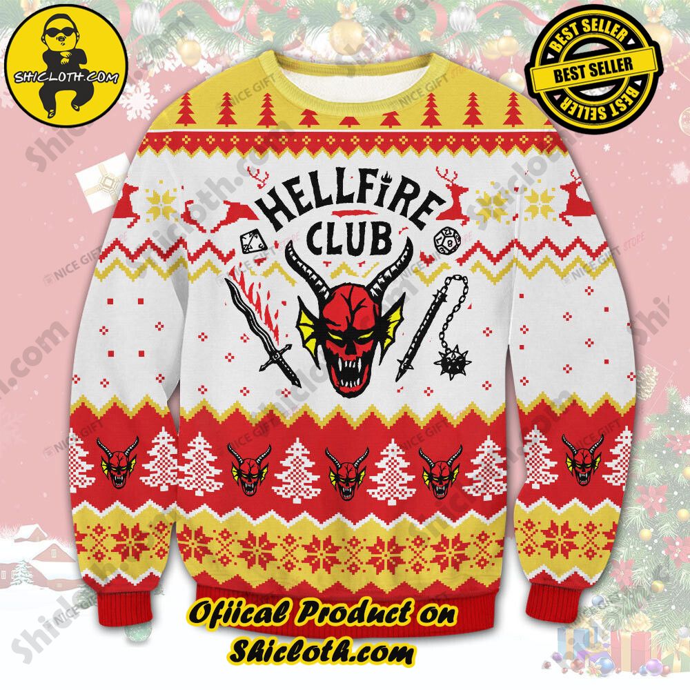 Stranger Things Hellfire Club Christmas Ugly Sweater - Shicloth