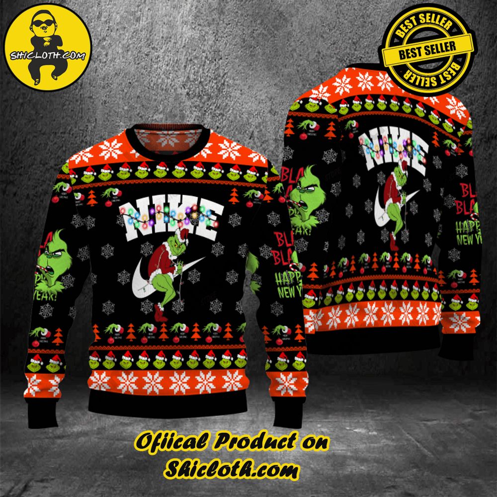Hot Trending Wrap Up in Style: Shicloth's Enchanting Christmas Sweater Collection 142 The Grinch Nike Christmas Ugly Sweater