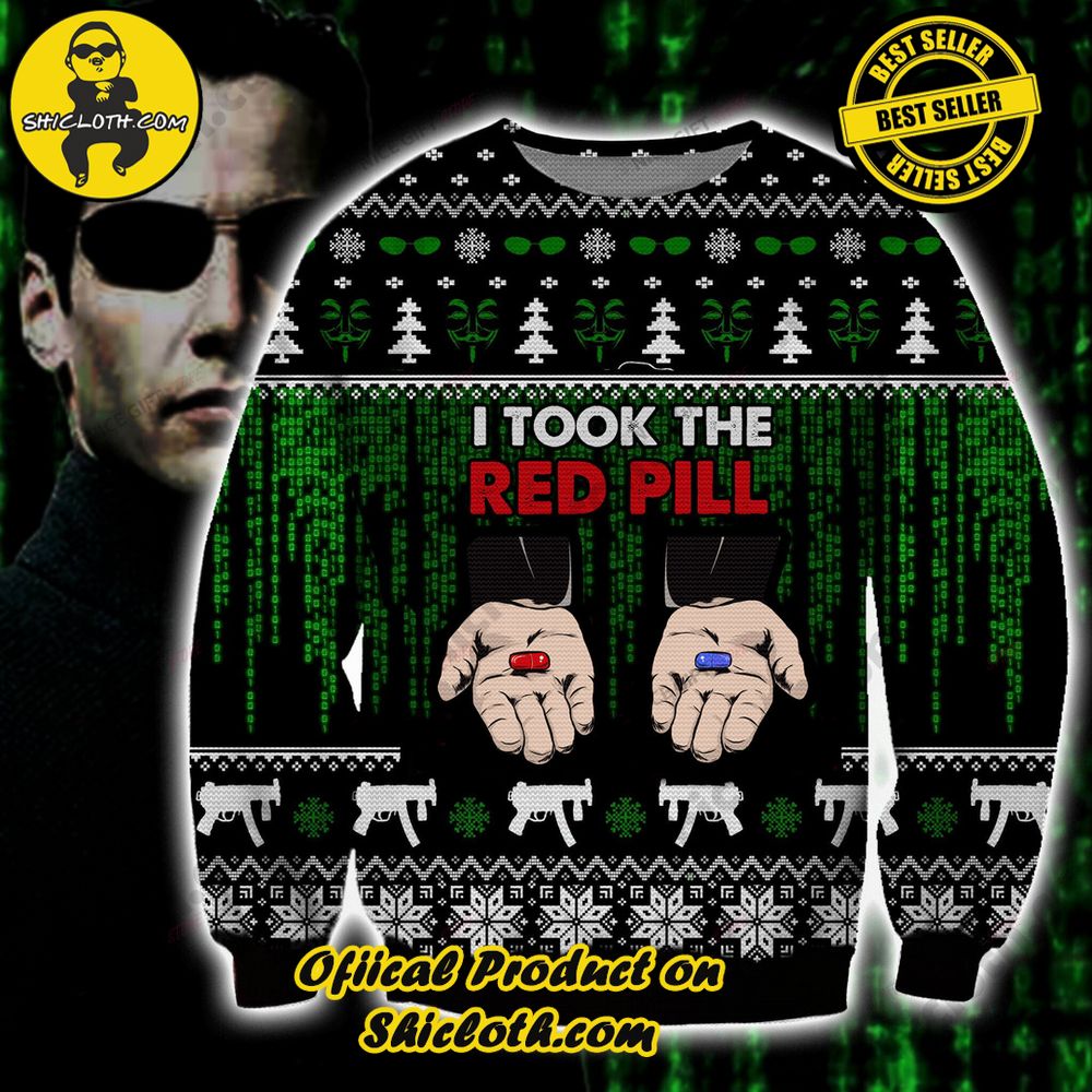 Hot Trending Wrap Up in Style: Shicloth's Enchanting Christmas Sweater Collection 88 The Matrix I Took The Red Bill Christmas Ugly Sweater
