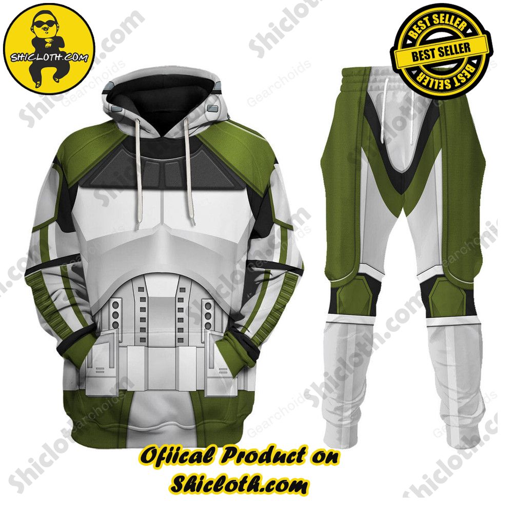 Galactic Glam: Unveiling the Stellar Collection of Star Wars Outfit Costumes by Shiclothshop 49 Trooper Sergeant Costume Hoodie Sweatshirt T-Shirt Sweatpants
