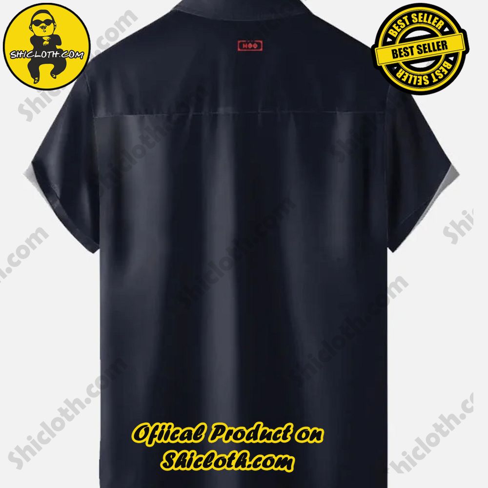 Vintage Casual Blue And Gray Stitching Mid Century Geometric Pattern Printing Short Sleeve Shirt 2 Vintage Casual Blue And Gray Stitching Mid Century Geometric Pattern Printing Short Sleeve Shirt - Image 2