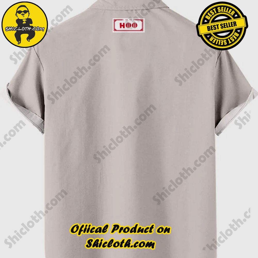 Vintage Lotus Color Flower Printing Men's Short Sleeve Shirt - Image 2