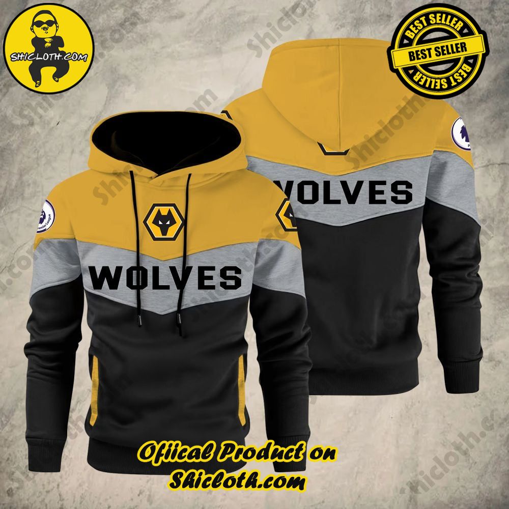 Shiclothshop's Patchwork Hoodie – A Fusion of Style, Comfort, and Artistic Expression 21 Wolverhampton Wanderers F.C Premier League Patchwork Hoodie