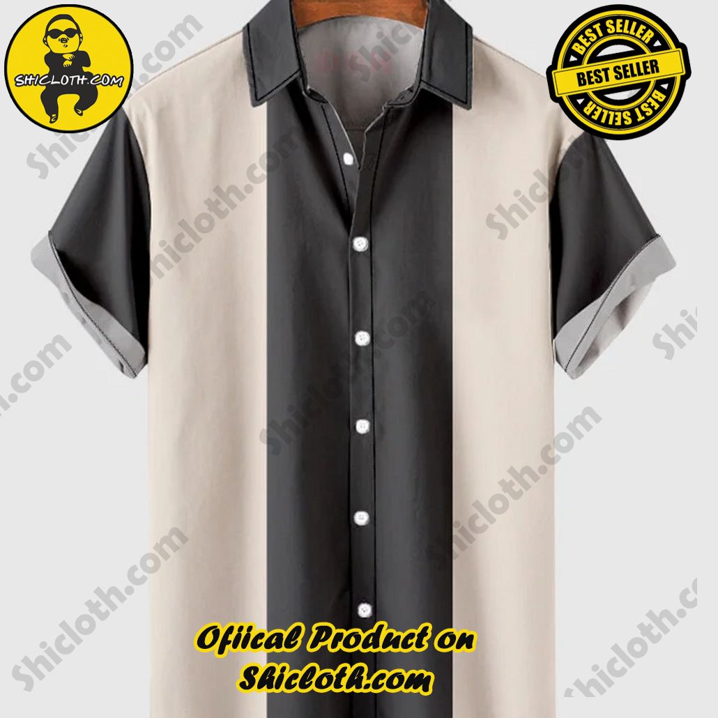Sway into Summer Bliss with Shiclothshop's Tropical Elegance: The Hawaiian Shirt Collection 2 1960s Beige and Grey Printing Men's Hawaiian Shirt And Short