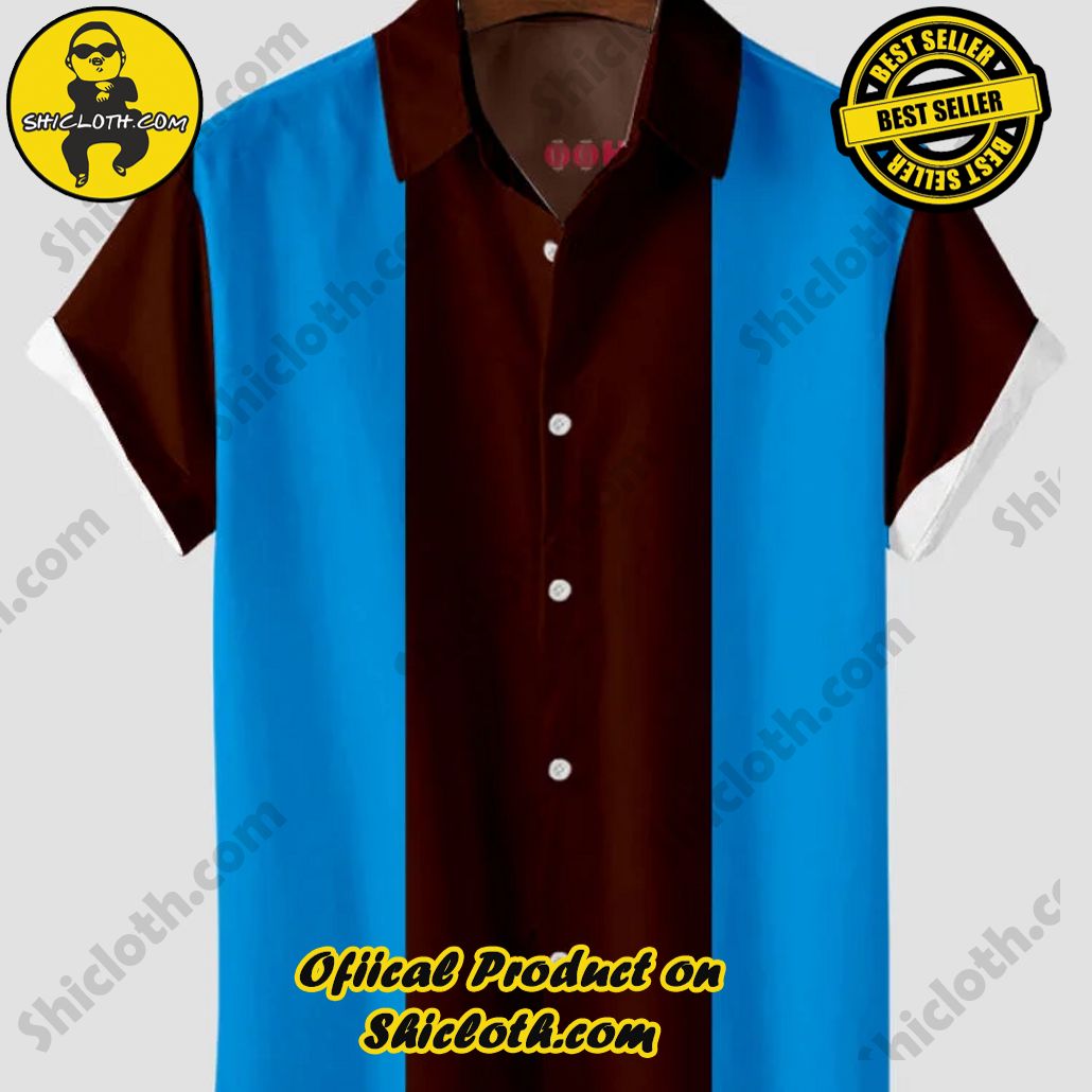 Shicloth's Tropical Elegance: Embrace Summer Vibes with Our Hawaiian Shirt and Shorts Set 2 1960s Blue and Brown Printing Men's Short Sleeve Shirt