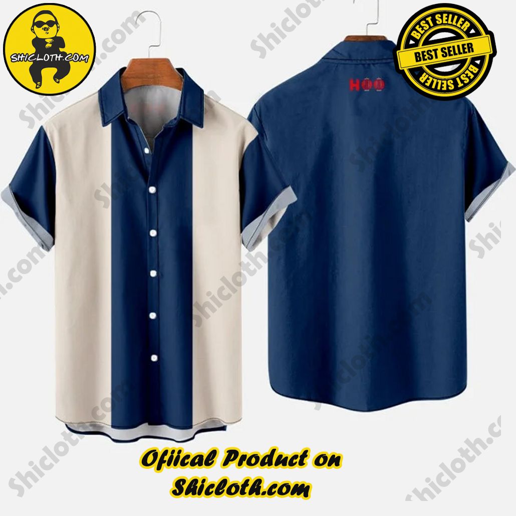 1960s Blue and White Printing Men’s Short Sleeve Shirt 1960s Blue and White Printing Men’s Short Sleeve Shirt