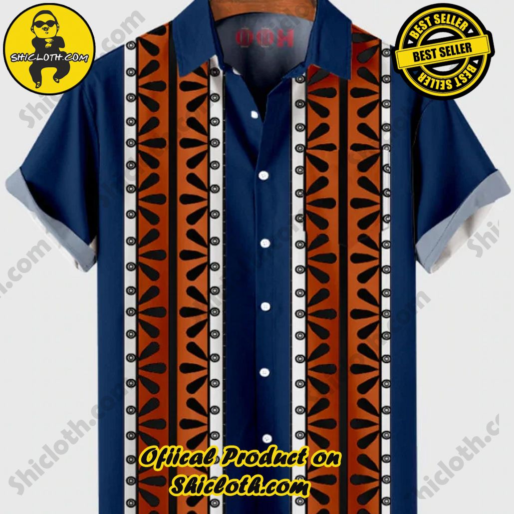 Sway into Summer Bliss with Shiclothshop's Tropical Elegance: The Hawaiian Shirt Collection 11 1960s Double Orange Ethnic Printing Men's Hawaiian Shirt And Short