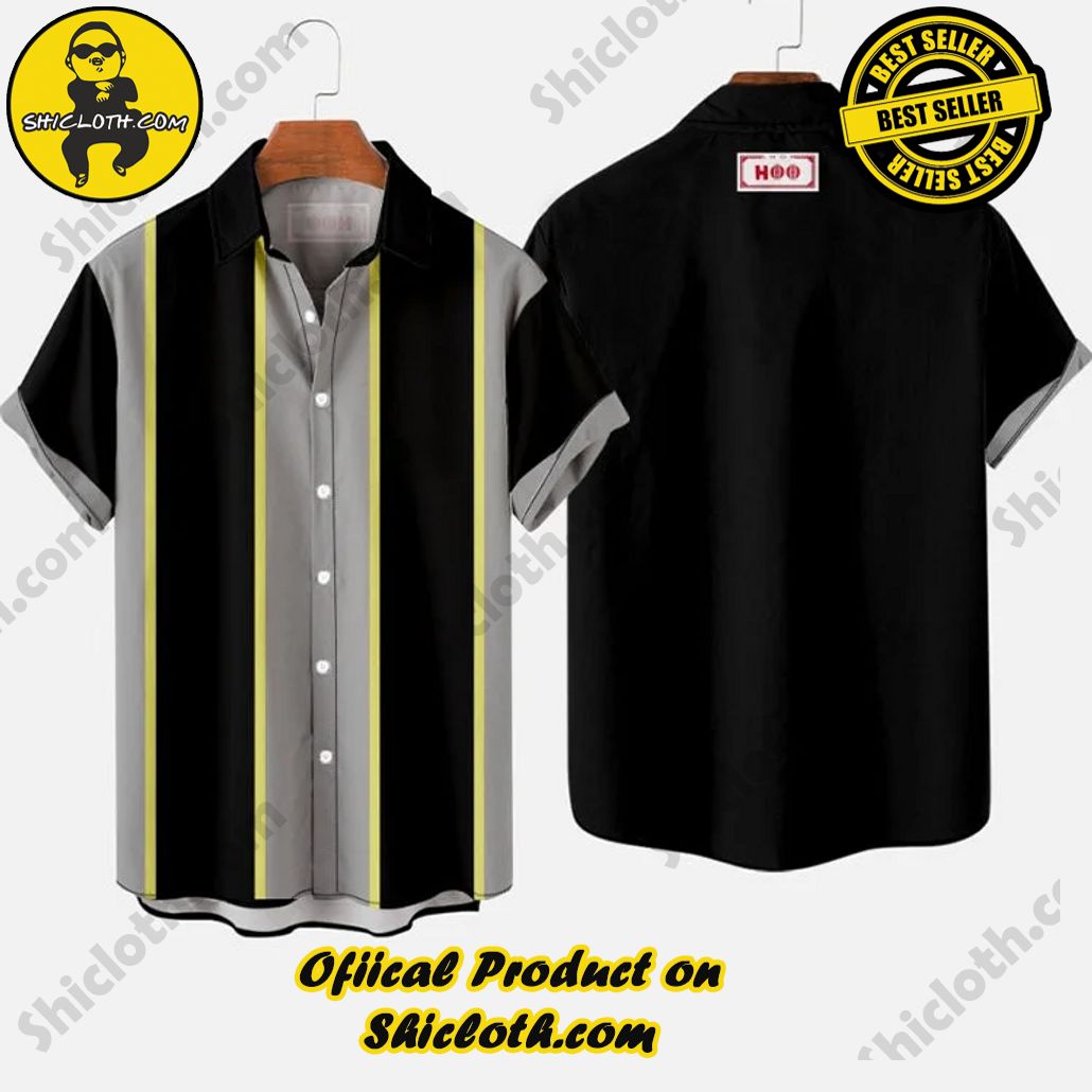 1960s Gray and Black Printing Men’s Short Sleeve Shirt 1960s Gray and Black Printing Men’s Short Sleeve Shirt
