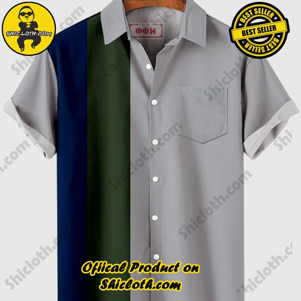 Bare the Breeze: Shiclothshop's Short Sleeve Shirts Unveiled 6 1960s Gray & Blue & Green Stitching Men's Short Sleeve Shirt