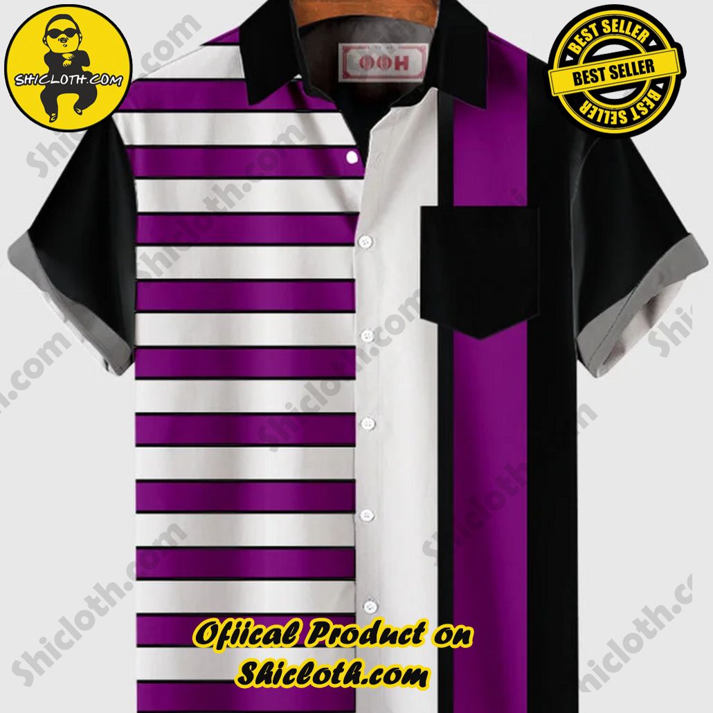 Bare the Breeze: Shiclothshop's Short Sleeve Shirts Unveiled 8 1960s Purple & White Stripe Stitching Men's Short Sleeve Shirt