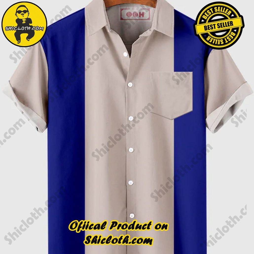 Sway into Summer Bliss with Shiclothshop's Tropical Elegance: The Hawaiian Shirt Collection 20 50s Blue & Light Khaki Stitching Men's Hawaiian Shirt And Short