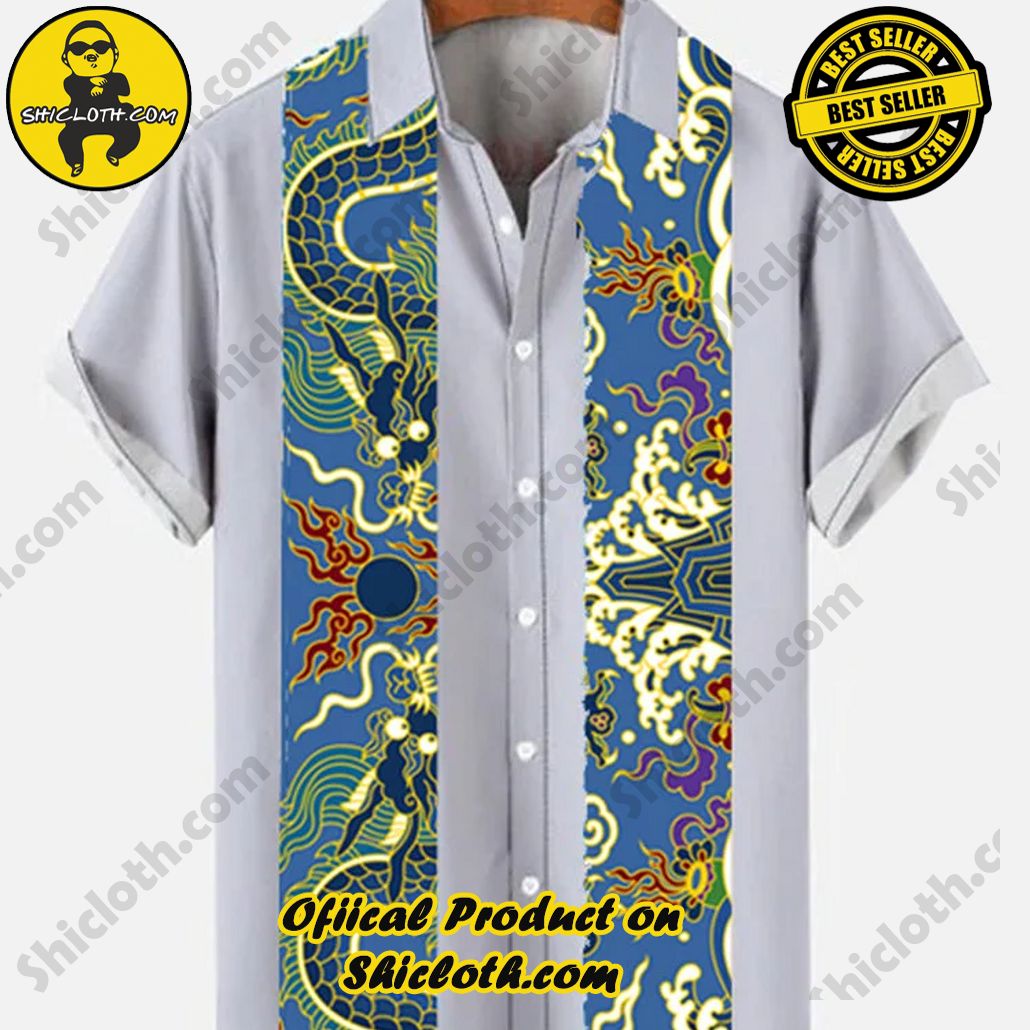 Sway into Summer Bliss with Shiclothshop's Tropical Elegance: The Hawaiian Shirt Collection 21 50s Chinese Traditional Mythology Dragon Printing Men's Hawaiian Shirt And Short