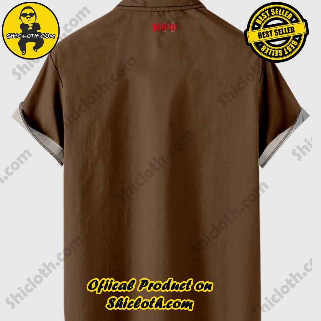 50s DarkKhaki & LightKhaki Stripe Floral Printing Men's Short Sleeve Shirt 2 50s DarkKhaki & LightKhaki Stripe Floral Printing Men's Short Sleeve Shirt - Image 2