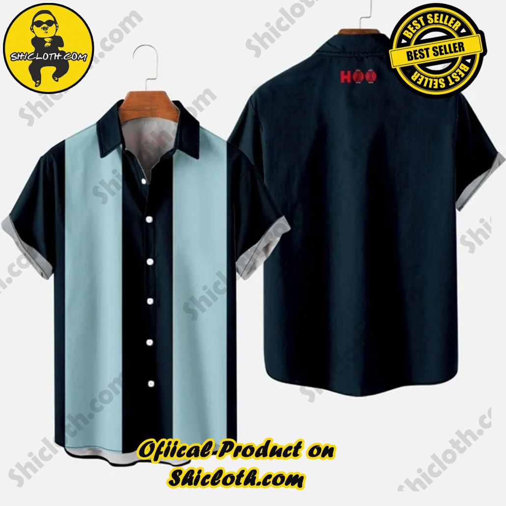 50s LightBlue & Navy Stripe Camp Men’s Short Sleeve Shirt 50s LightBlue & Navy Stripe Camp Men’s Short Sleeve Shirt