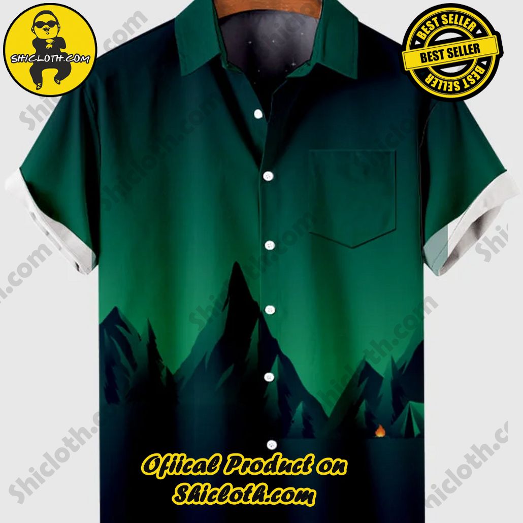 Sway into Summer Bliss with Shiclothshop's Tropical Elegance: The Hawaiian Shirt Collection 25 Aurora and Starry Sky Printing Men's Hawaiian Shirt And Short