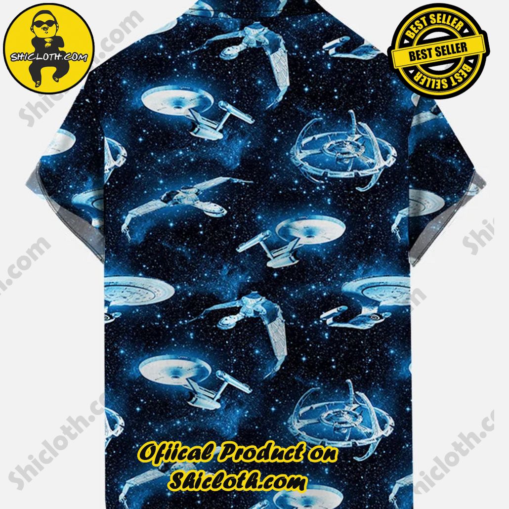 Blue Fantasy Star Night Sky Sci-Fi Interstellar Travel Spaceships Printing Breast Pocket Short Sleeve Shirt Blue Fantasy Star Night Sky Sci-Fi Interstellar Travel Spaceships Printing Breast Pocket Short Sleeve Shirt