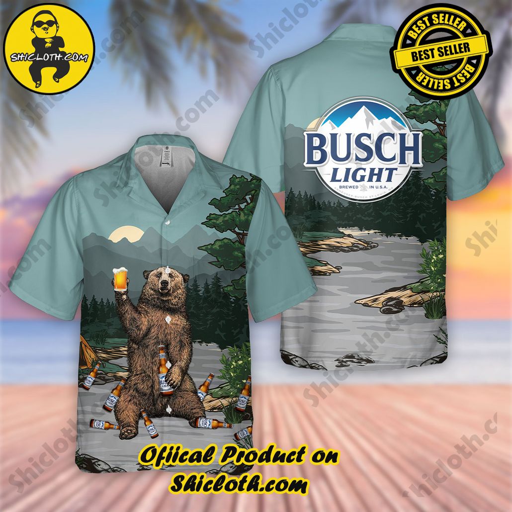 Stay Cool and Stylish: Shicloth's Tropical Button Shirt Collection 12 Busch Light Bear Hawaiian Shirt