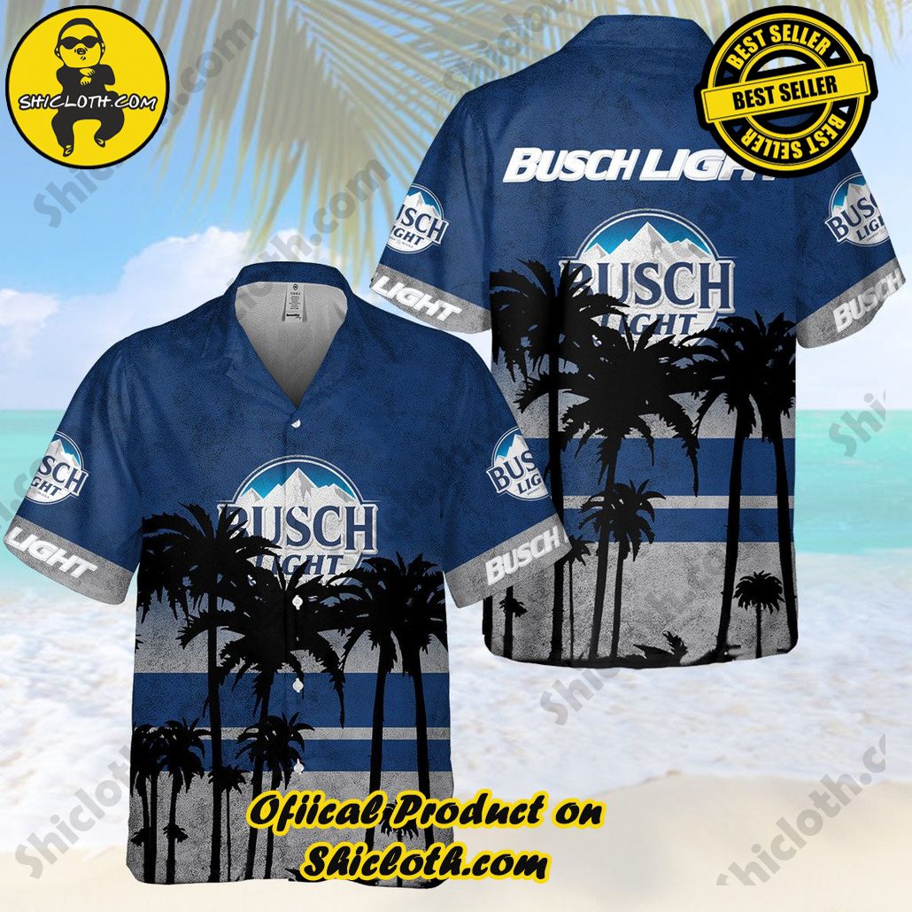 Stay Cool and Stylish: Shicloth's Tropical Button Shirt Collection 15 Busch Light Palm Shadow Hawaiian Shirt