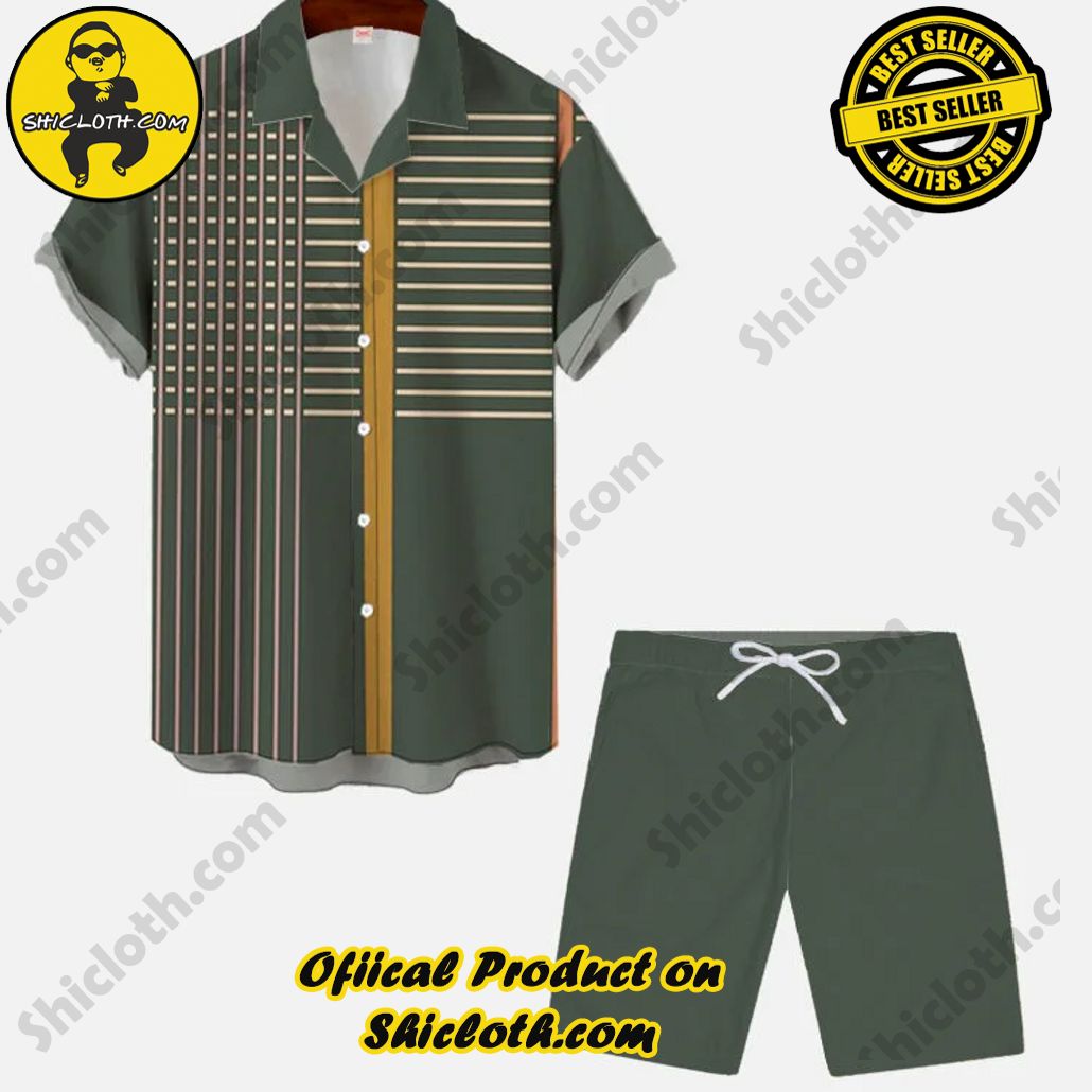 Contrasting Color Abstract Art Painting Printing Hawaiian Cuban Collar Short Sleeve Shirt Set Contrasting Color Abstract Art Painting Printing Hawaiian Cuban Collar Short Sleeve Shirt Set