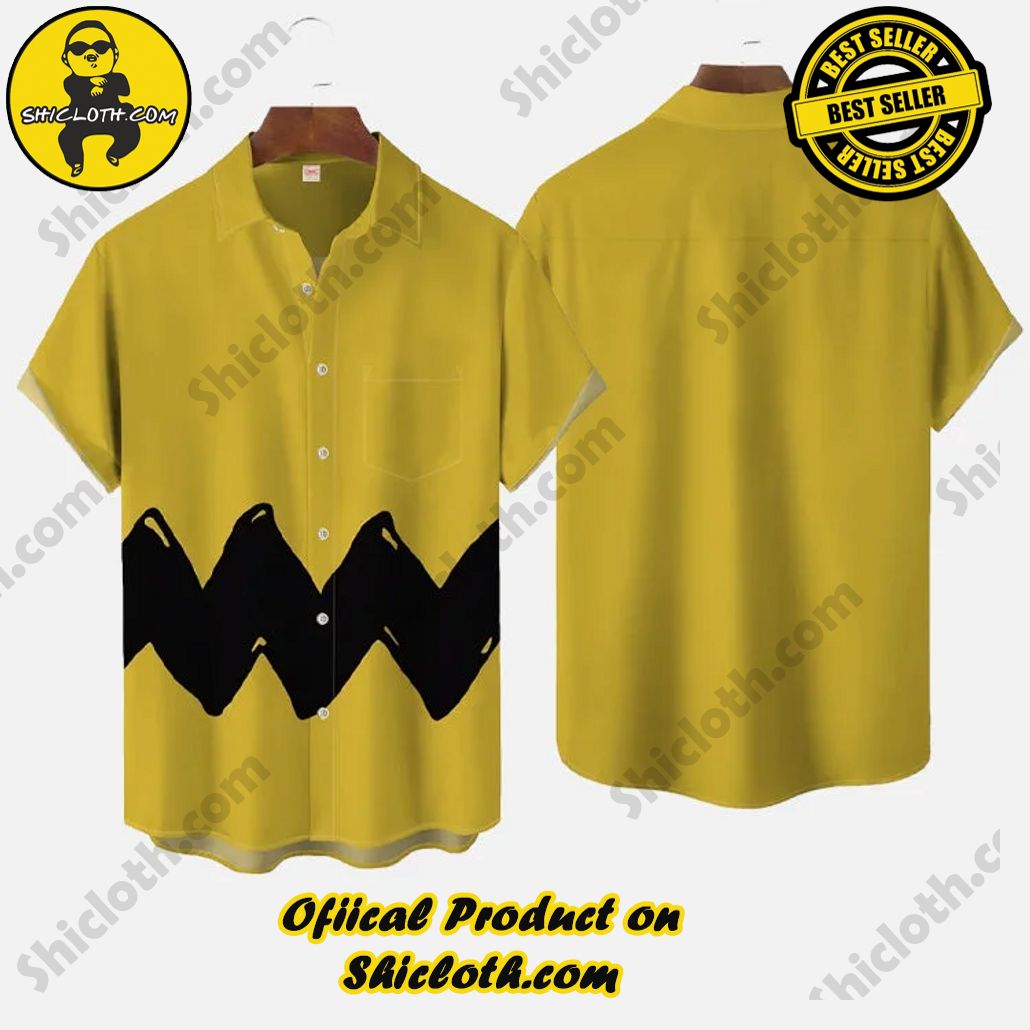 Cosplay Retro Cartoon Image Ginger Yellow And Black Matching Art Stripe Printing Short Sleeve Shirt Cosplay Retro Cartoon Image Ginger Yellow And Black Matching Art Stripe Printing Short Sleeve Shirt